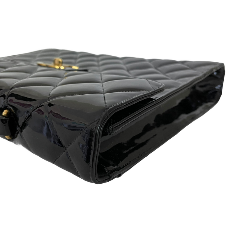 Vintage Briefcase Quilted Patent Black GHW