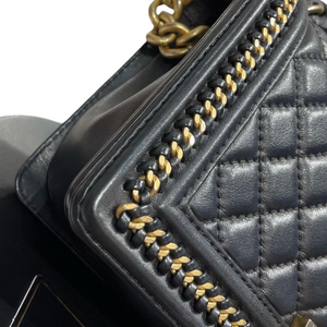 Boy Old Medium Handle Calfskin Black GHW