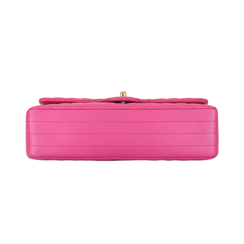 Classic Chevron Flap Medium Lambskin Pink GHW