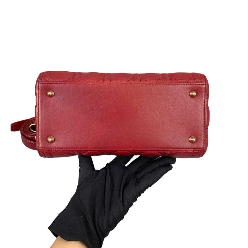 Lady Dior Medium Lambskin Burgundy GHW