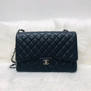 Classic Single Flap Maxi in Black Caviar Leather with SHW