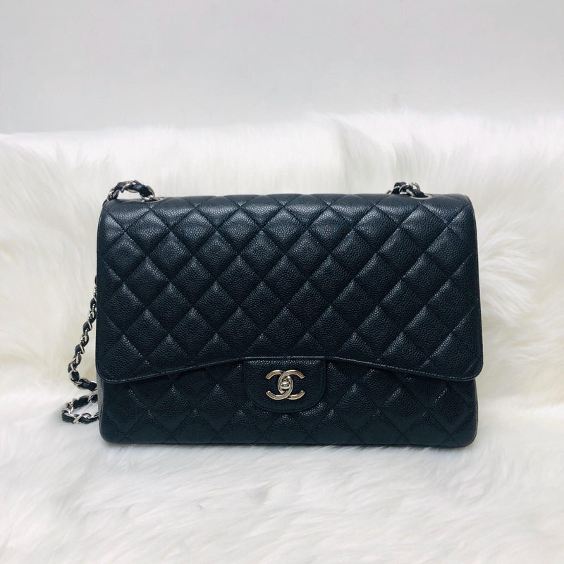 Classic Single Flap Maxi in Black Caviar Leather with SHW