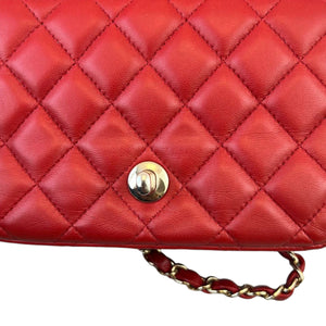 Classic Flap Square Mini Lambskin Red GHW