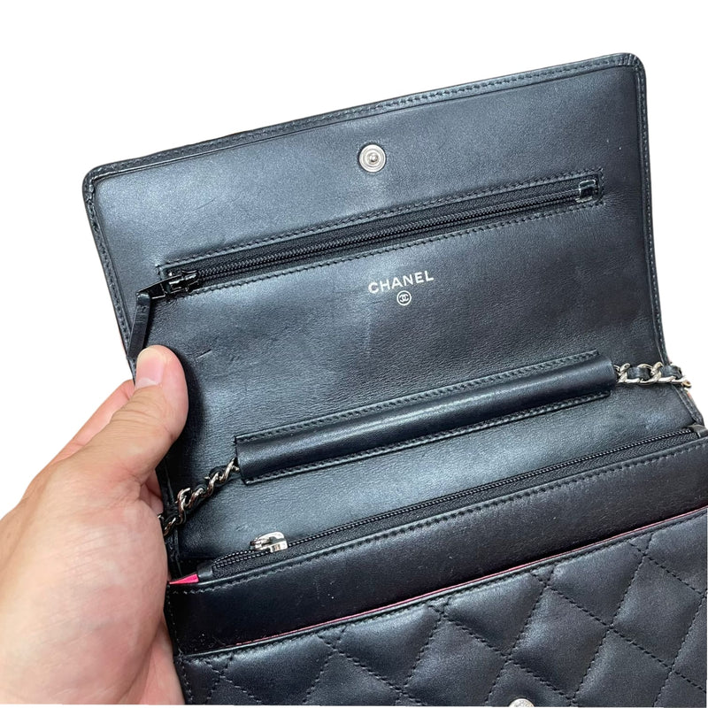 WOC Wallet on Chain Quilted Lambskin Black SHW