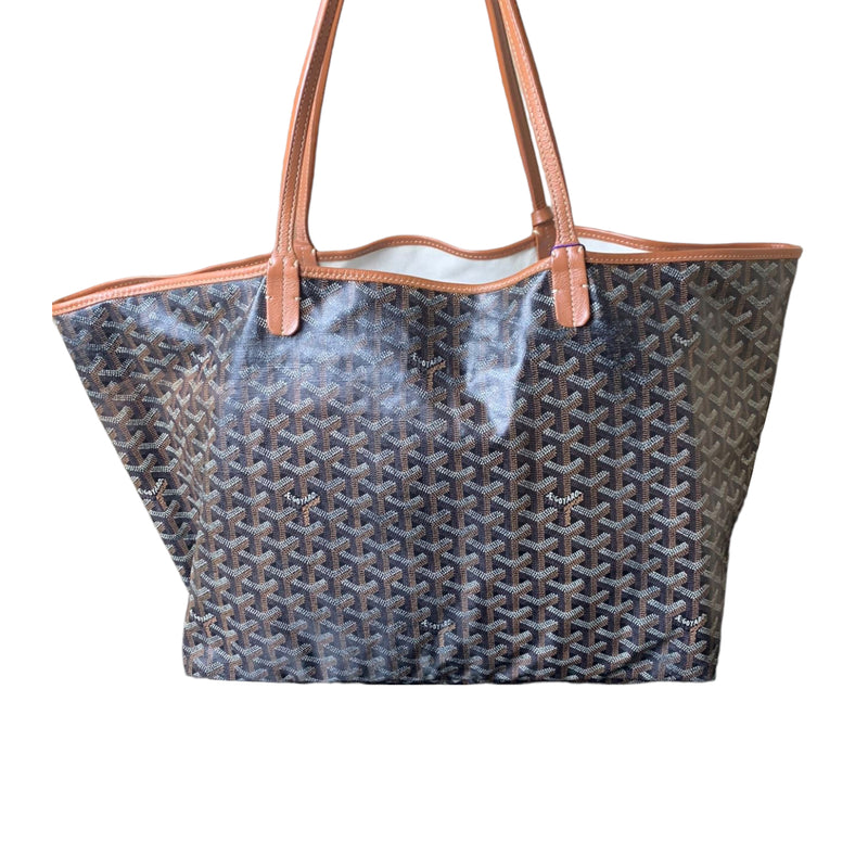 GOYARD Saint Louis PM Chevron Print Canvas Tote Bag Gray