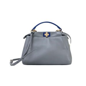 Peekaboo Mini Leather Grey/Blue GHW