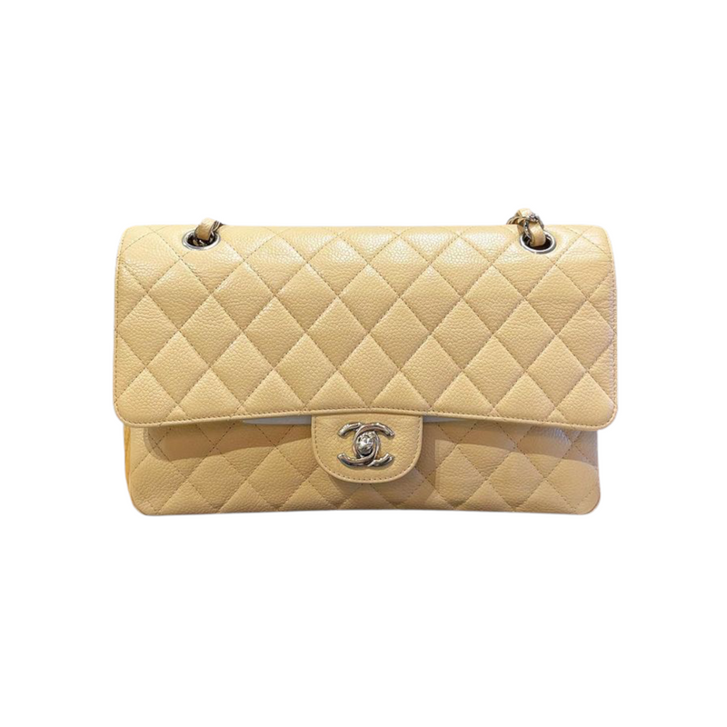 Classic Double Flap Caviar Medium Beige SHW