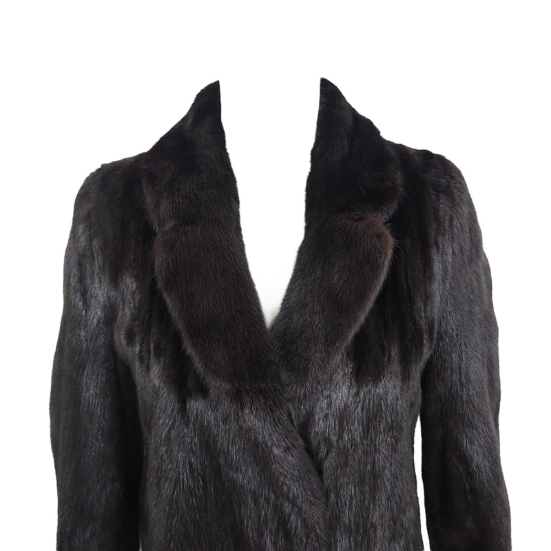 Mink Fur Coat Long in Black M