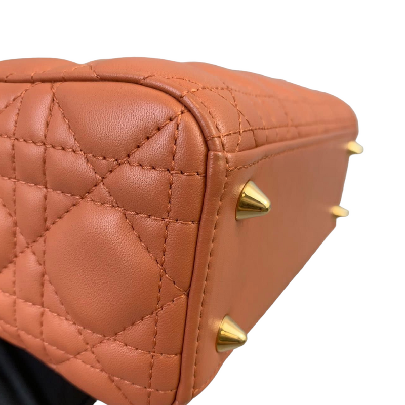 Small ABC Dior Lucky Badges Lambskin Orange GHW