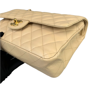 Classic Double Flap Caviar Medium Beige GHW
