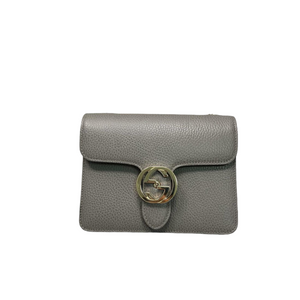 Small Interlocking GG Calfskin Grey GHW