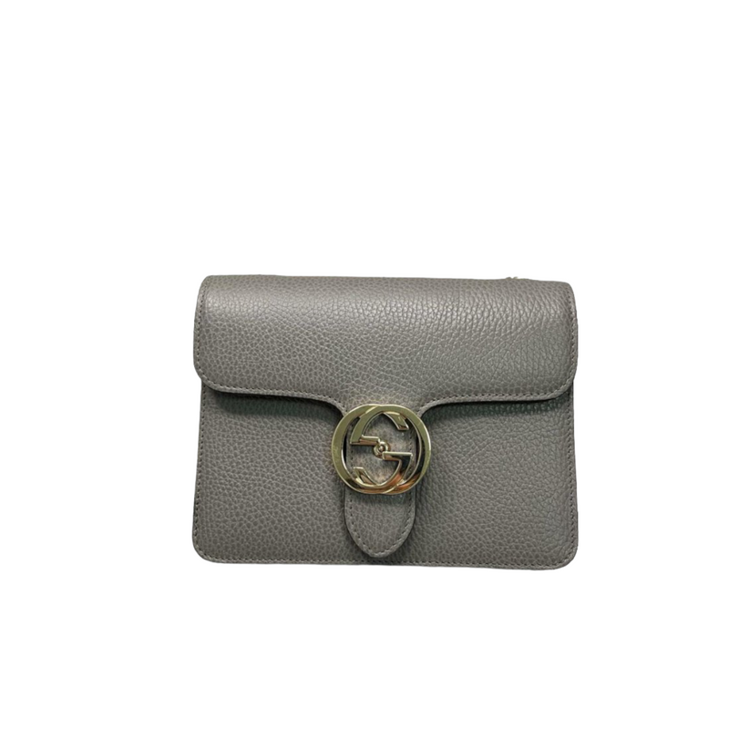 Small Interlocking GG Calfskin Grey GHW