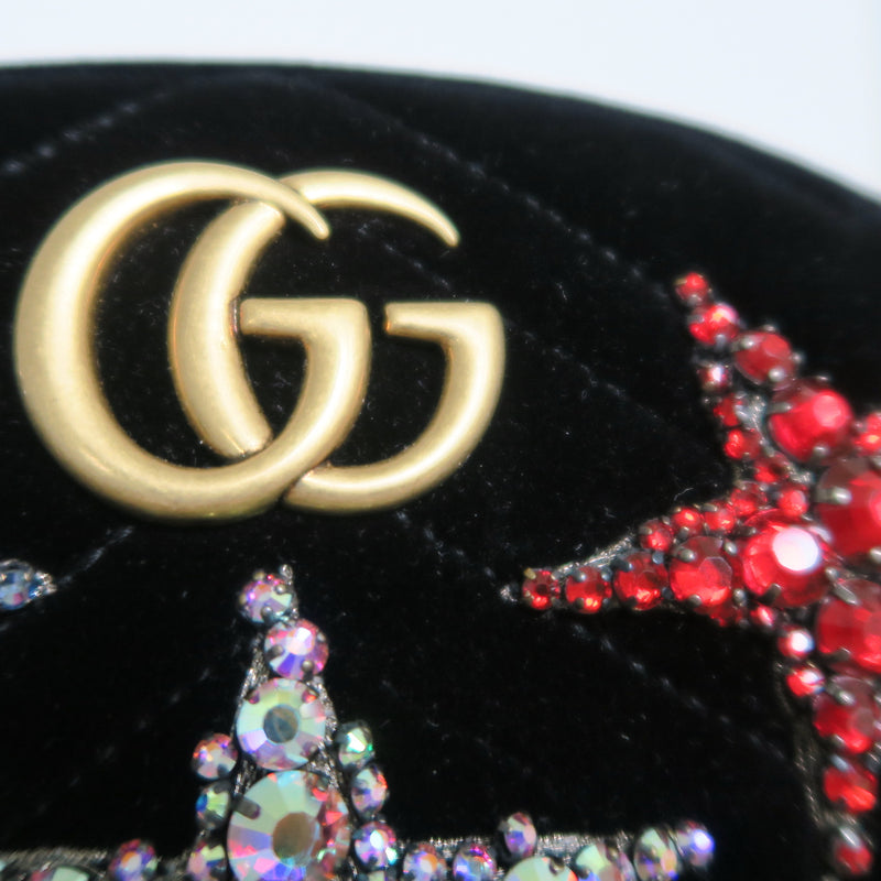 Velvet Matelasse Crystal Star GG Marmont Belt Bag