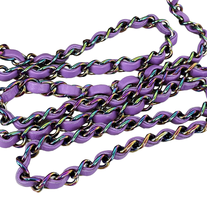 Mini Rectangle Flap Tweed Purple Rainbow Hardware