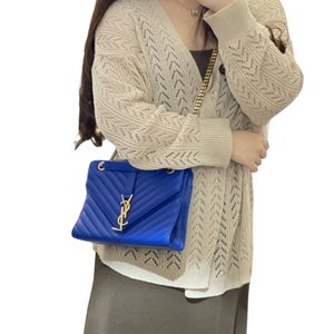 Envelope Medium Leather Blue GHW