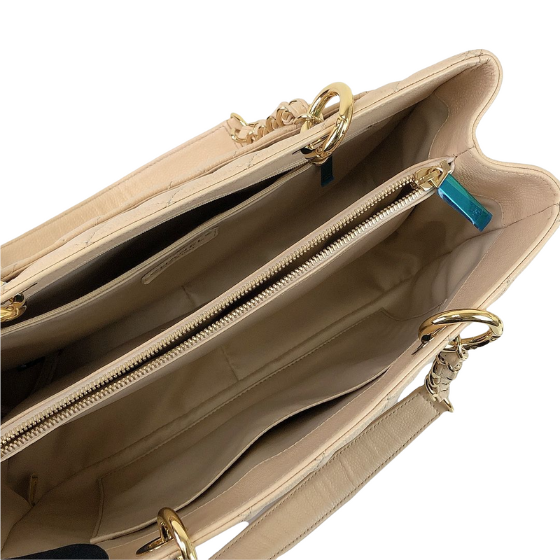 GST Grand Shopping Tote Beige Caviar GHW