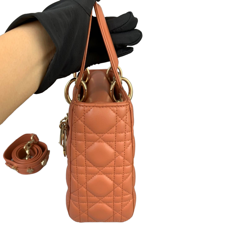 Small ABC Dior Lucky Badges Lambskin Orange GHW