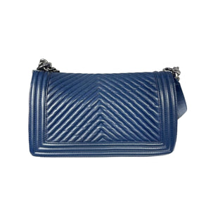 Chevron Boy Old Medium Leather Dark Blue RHW
