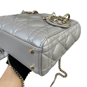 Mini Lady Dior Lambskin Silver GHW