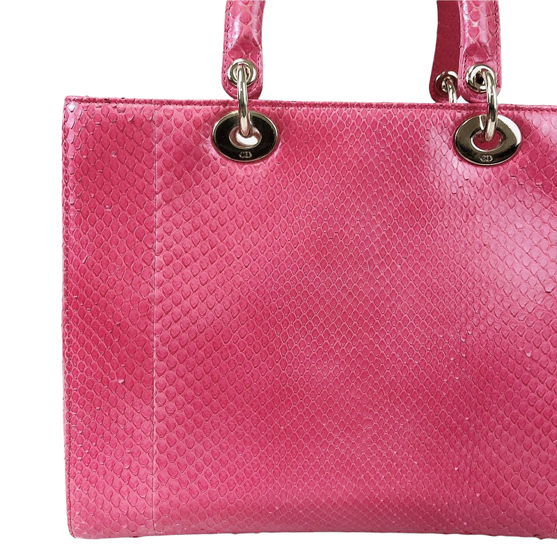 Lady Dior Large Snakeskin Pink LGHW