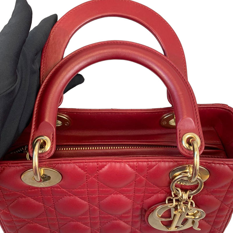 Lady Dior Medium Lambskin Burgundy GHW