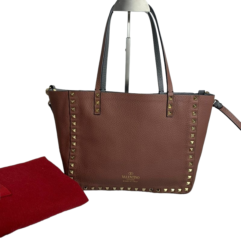 Rockstud Medium Leather GHW Tote Reversible Red