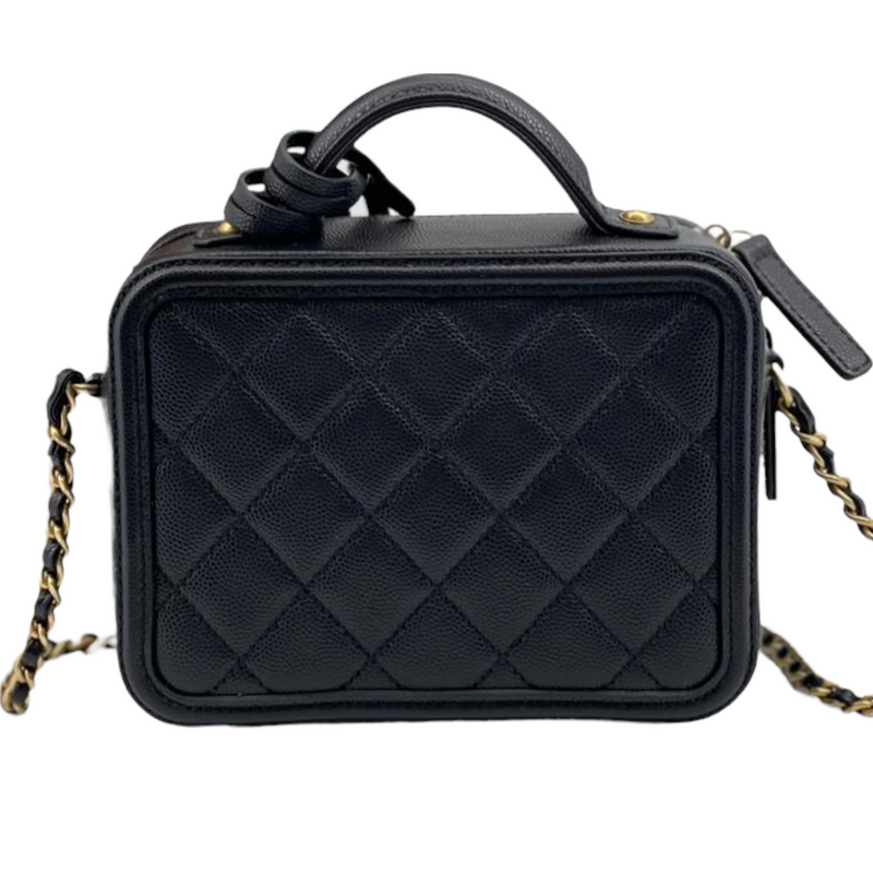 Filigree Vanity Case Caviar Small Black GHW