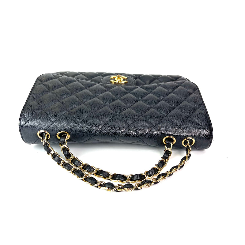 Classic Jumbo Single Flap Black 24K Coated GHW