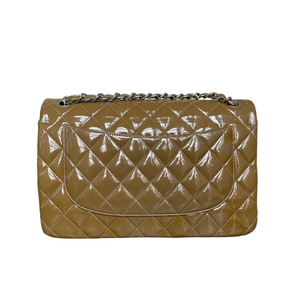 Jumbo Double Flap Patent Taupe SHW