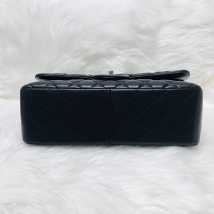 Jumbo Double Flap in Black Lambskin with SHW
