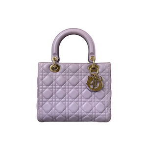 Medium Lady Dior Lambskin Lilac GHW