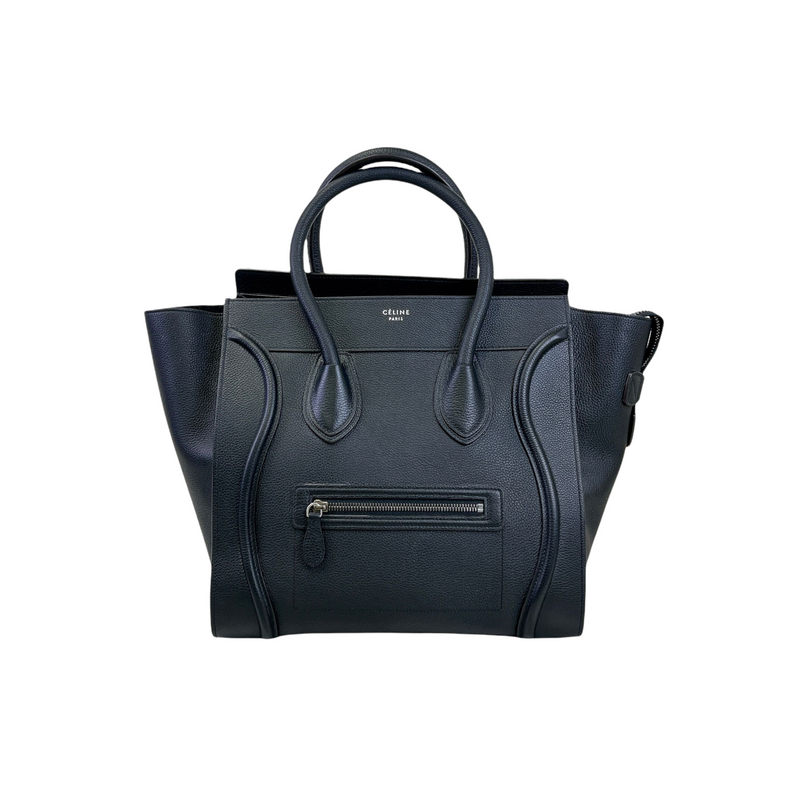 Celine Luggage Mini Drummed Calfskin Black SHW Bag Religion