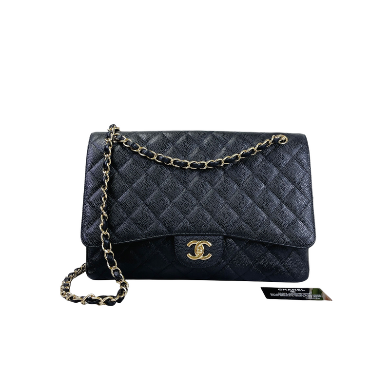 Chanel Vintage Caviar Mademoiselle Jumbo Classic Flap Bag 24k GHW