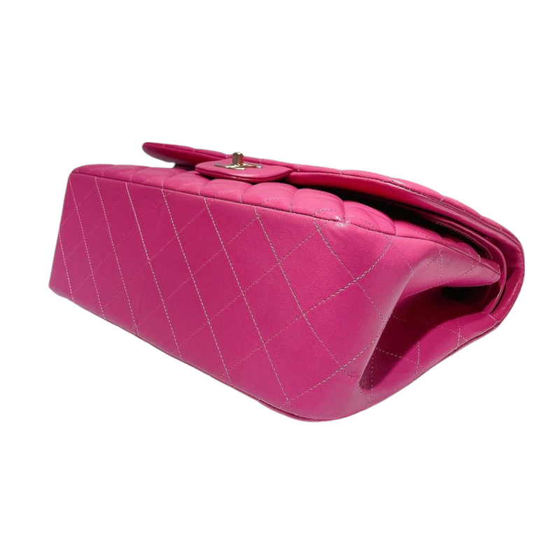 Classic Double Flap Jumbo Lambskin Hot Pink GHW