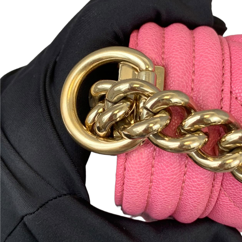 Small Le Boy Caviar Pink GHW