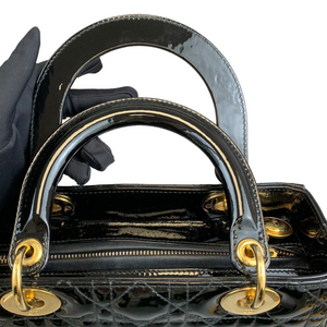 Lady Dior Medium Patent Black GHW