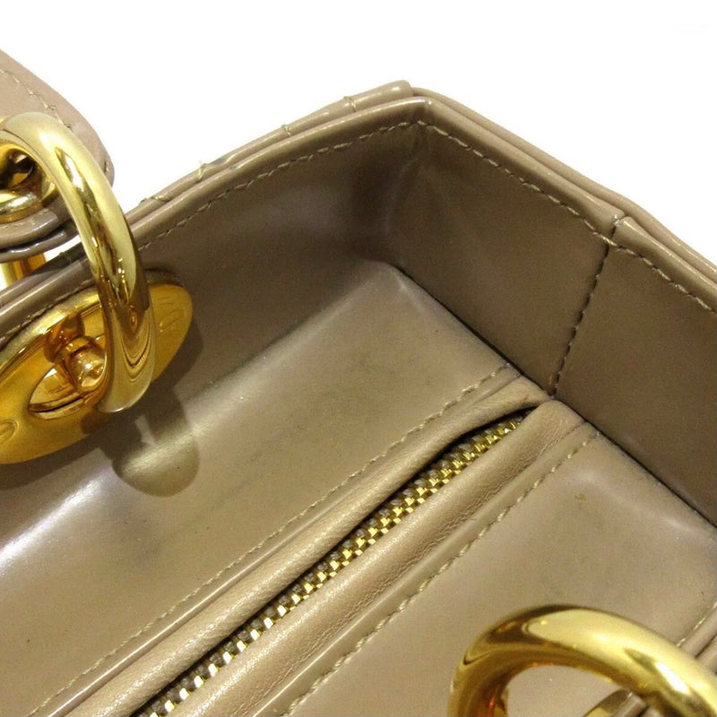 Lady Dior Medium Patent Beige GHW