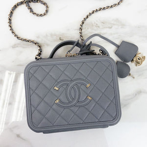 Medium CC Filigree Caviar Vanity Grey SHW