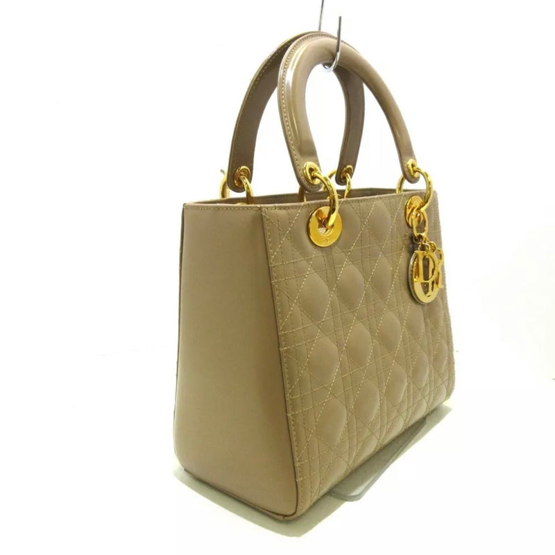 Lady Dior Medium Patent Beige GHW