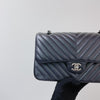 Classic Flap Medium Chevron Caviar Black RHW