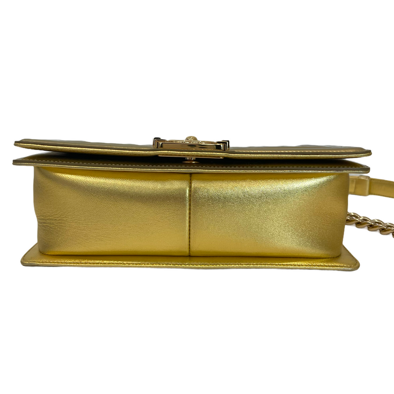 Old Medium Boy Bag in Patent Gold with GHW