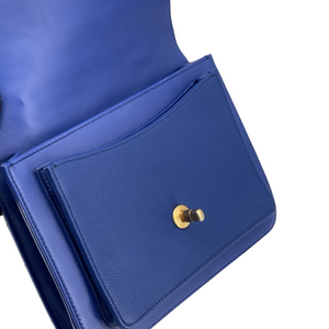 Chain Handle Flap Caviar/Calf Blue GHW