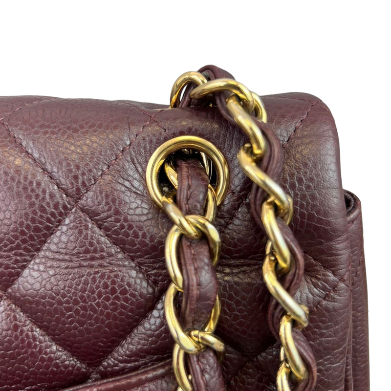 Double Flap Maxi Caviar Burgundy GHW