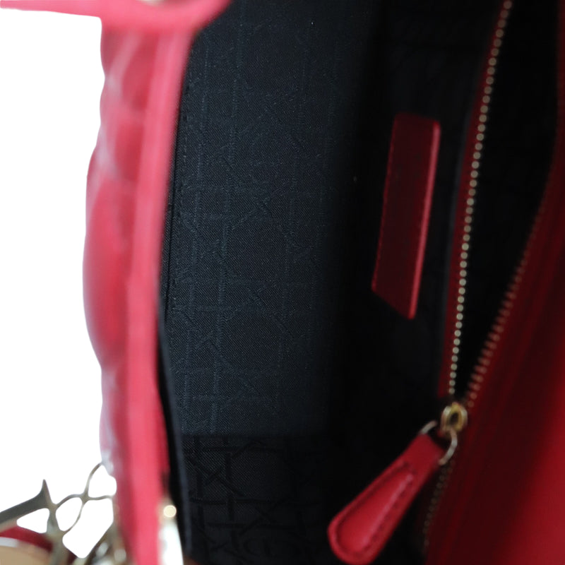 Small My Lady Dior Lucky Badges Lambskin Red GHW