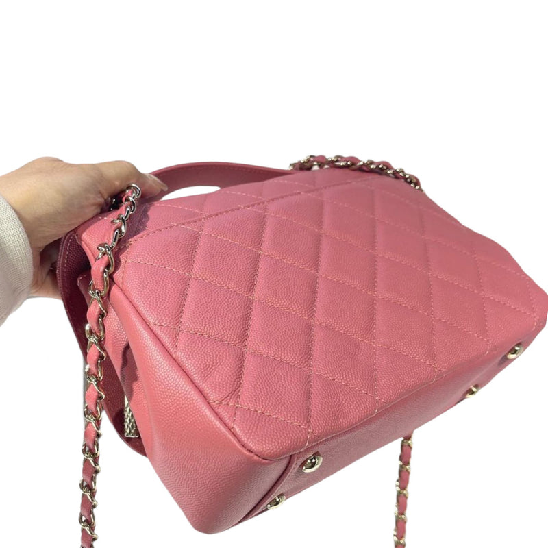 Chanel Business Affinity Medium Flap Quilted Caviar Shoulder Bag Pink
