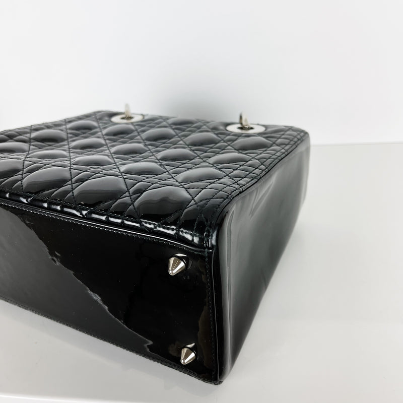 Lady Dior Medium Patent Black SHW