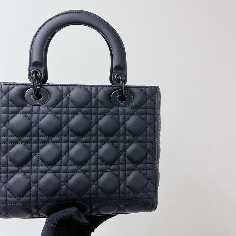 Lady Dior Lambskin Ultramatte Medium Black BHW