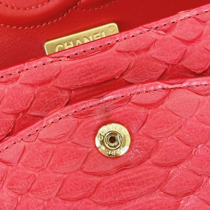 Classic Flap Medium Bag Python Red GHW