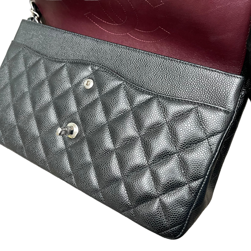 Jumbo Classic Double Flap Caviar Black SHW