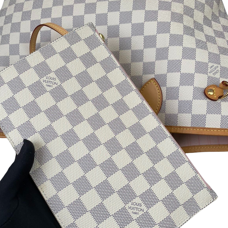 Damier Azur Neverfull MM White GHW